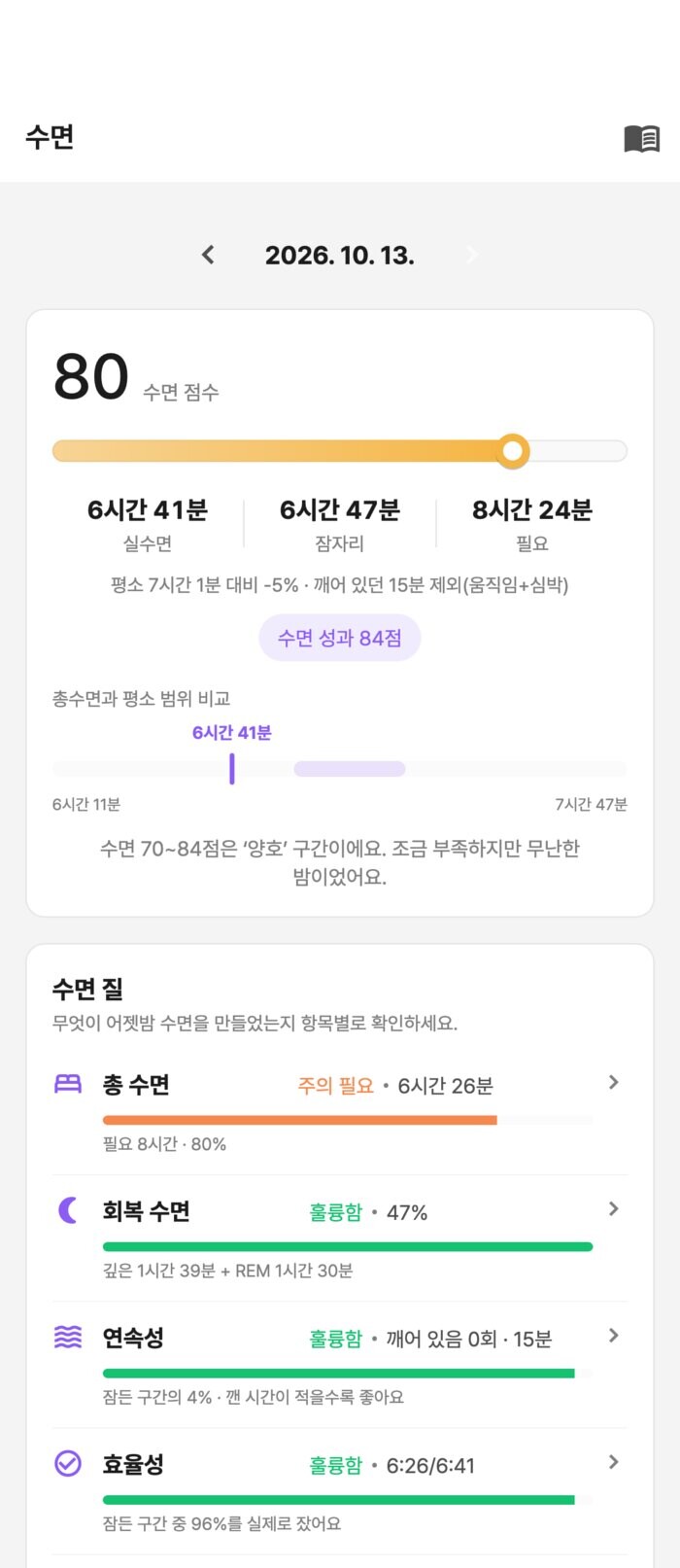 수면 화면