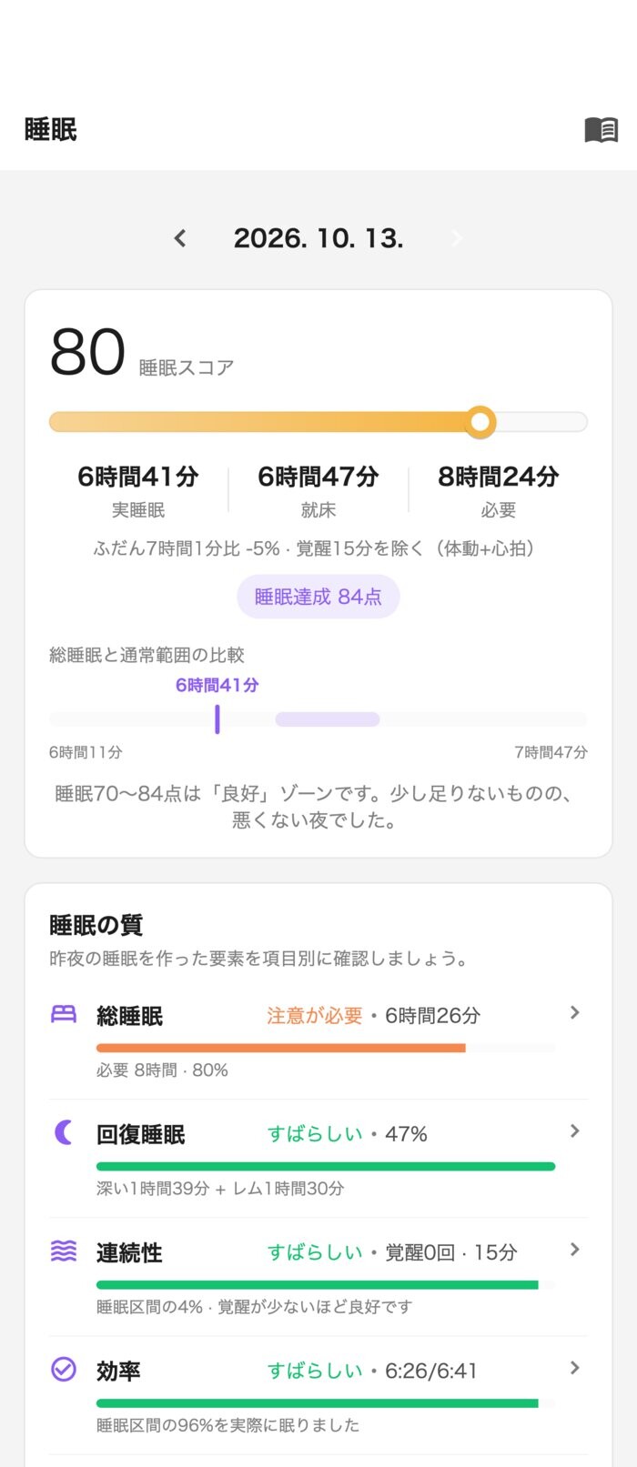 睡眠画面